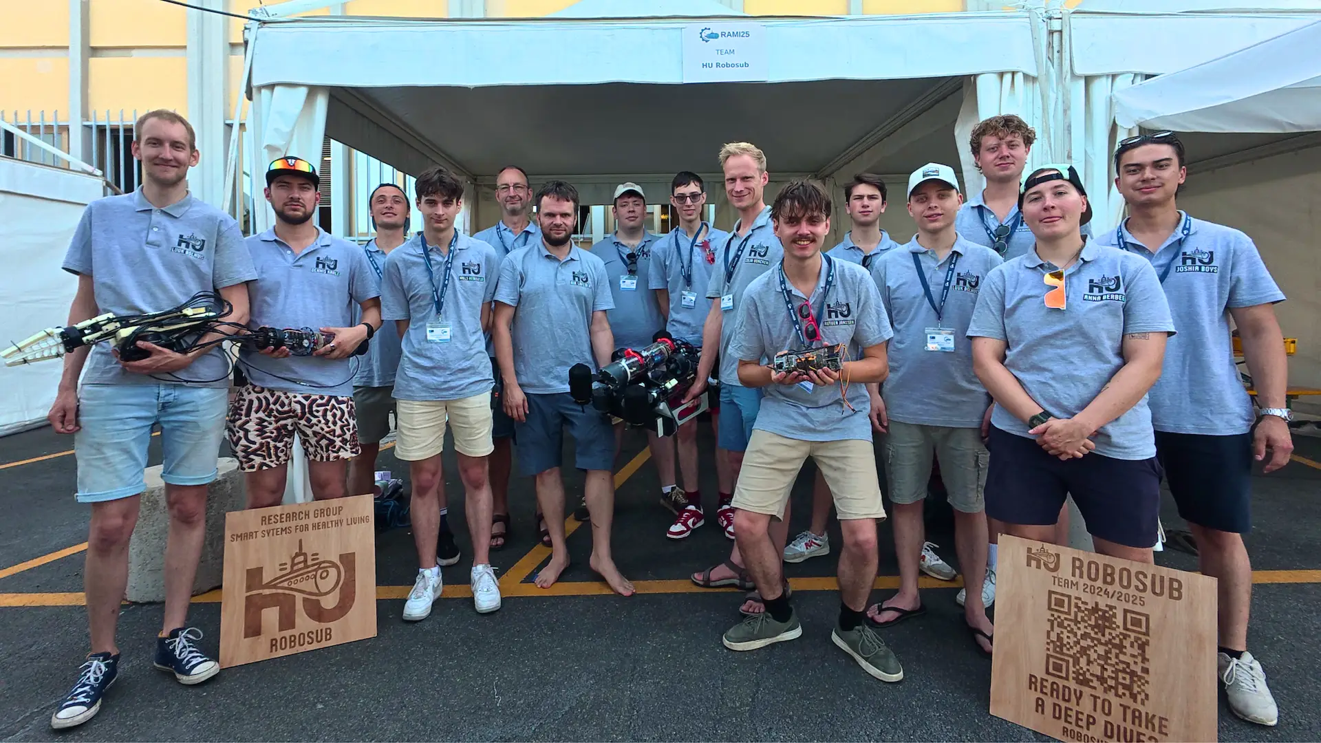 Group photo of the HU Robosub team for the 2024–2025 academic year